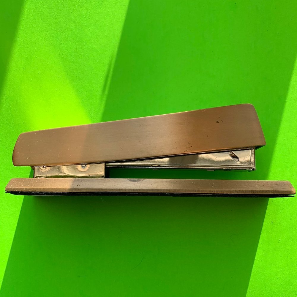 NEW Pottery Barn brass stapler + tape dispenser